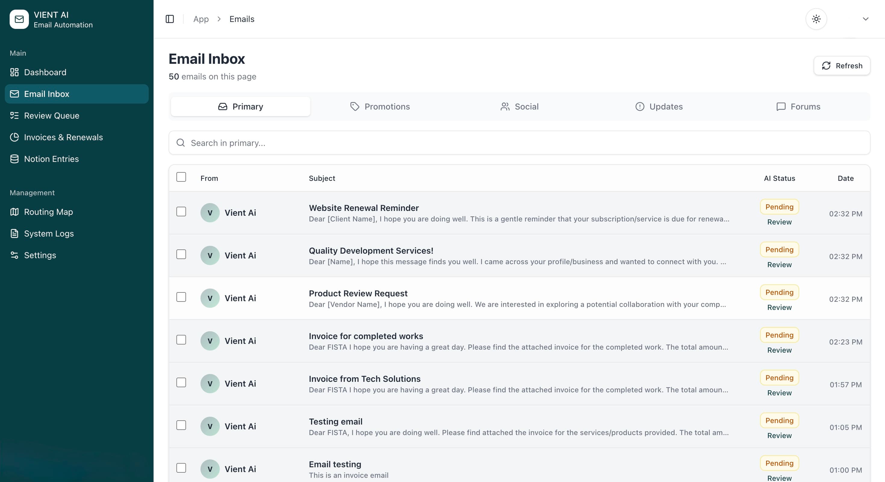Triage workflow dashboard preview